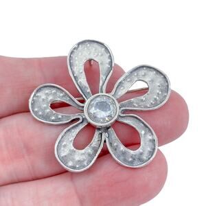 Vintage Silpada Sterling Silver 925 Cubic Zirconia Flower Brooch I1540